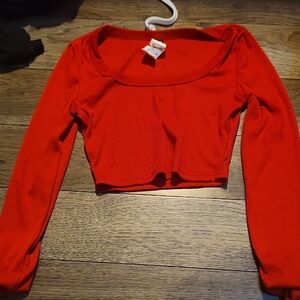 SHEIN Red Fitted Crop Blouse